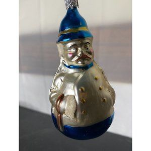 Vintage Inge Glass Police Bobbie Blue Silver Mica Christmas Ornament W Germany